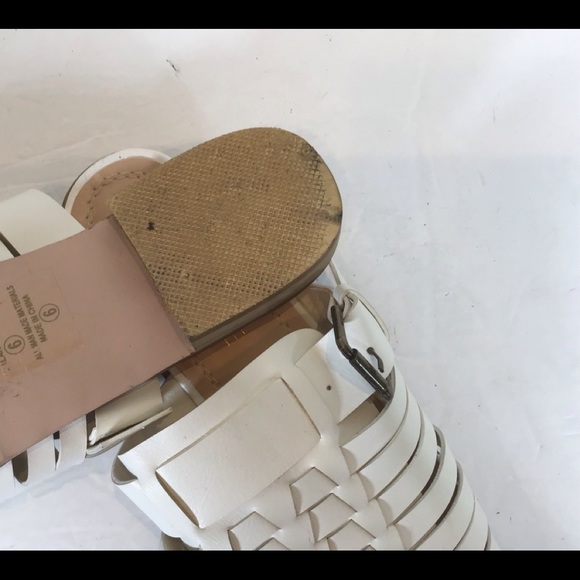 CHASE & CHLOE WHITE WOVEN BUCKLE SLIDE MULES SZ 6 - Picture 7 of 12